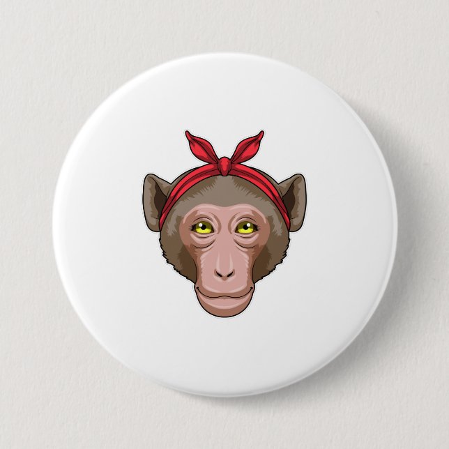 Affe mit Bandana Button (Vorderseite)