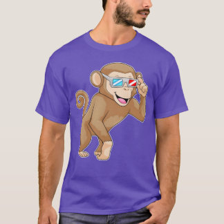 Affe mit Brille Lustiger Tierfreund T-Shirt