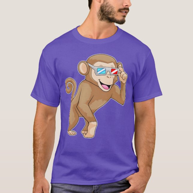 Affe mit Brille Lustiger Tierfreund T-Shirt (Vorderseite)