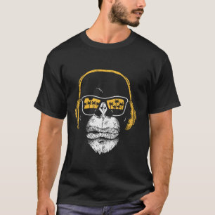 Affe mit DJ-Kopfhörern und Sonnenbrille T-Shirt