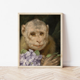 Affe mit einem Bouquet von Violets   Gabriel von M Poster