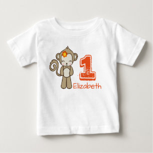 Affe mit einer Blume Niedlich Kawaii Geburtstag Baby T-shirt