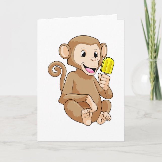 Affe mit Eisstiel Karte (Vorderseite)