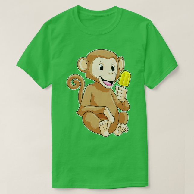 Affe mit Eisstiel T-Shirt (Design vorne)