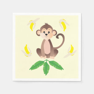 Affe mit geschälten Bananen Tropenwald Serviette