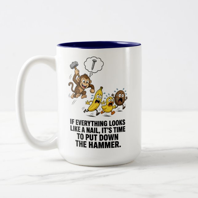 Affe mit Hammer Tasse (Links)