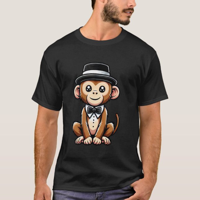 Affe mit Hut und Fliege T-Shirt (Vorderseite)