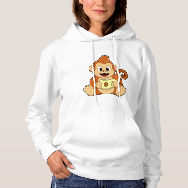 Affe mit Kaffee-Cup Hoodie (Vorderseite)