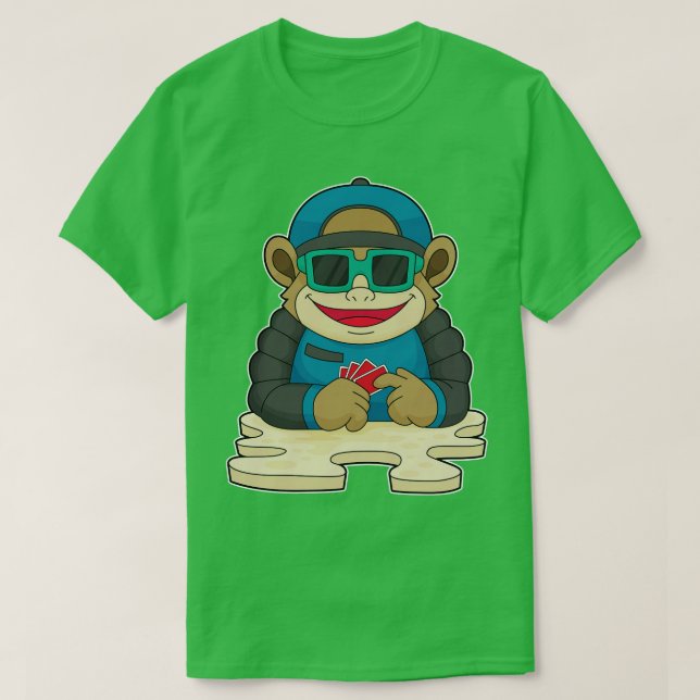 Affe mit Karten Sonnenbrille T-Shirt (Design vorne)