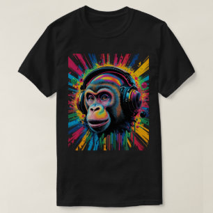 Affe mit Kopfhörer Splash of Paint Vibrann T-Shirt