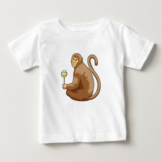 Affe mit Lollipop Baby T-shirt (Vorderseite)