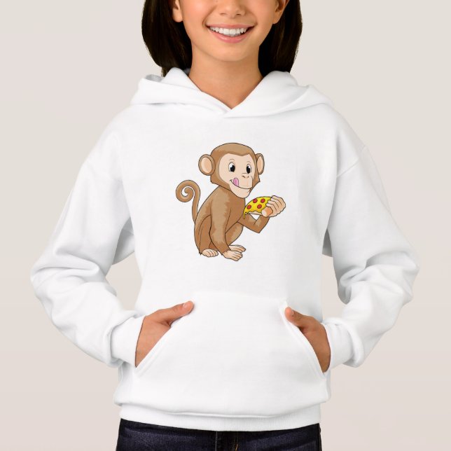 Affe mit Pizza Hoodie (Vorderseite)