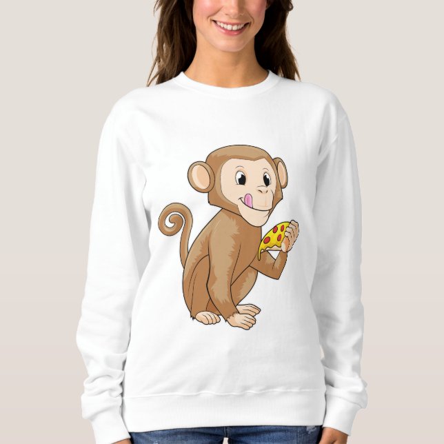 Affe mit Pizza Sweatshirt (Vorderseite)
