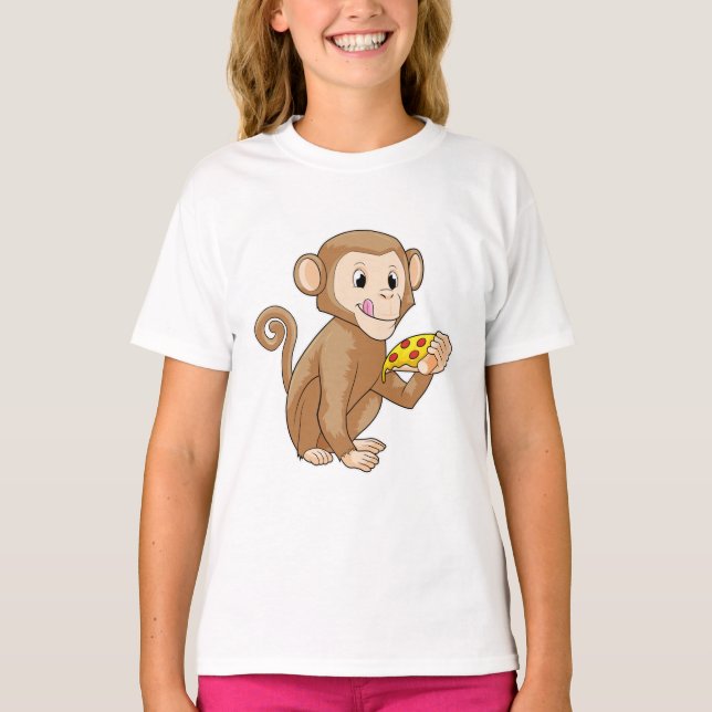 Affe mit Pizza T-Shirt (Vorderseite)