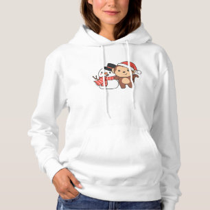 Affe mit Schneemann im Winter zu Weihnachten Hoodie