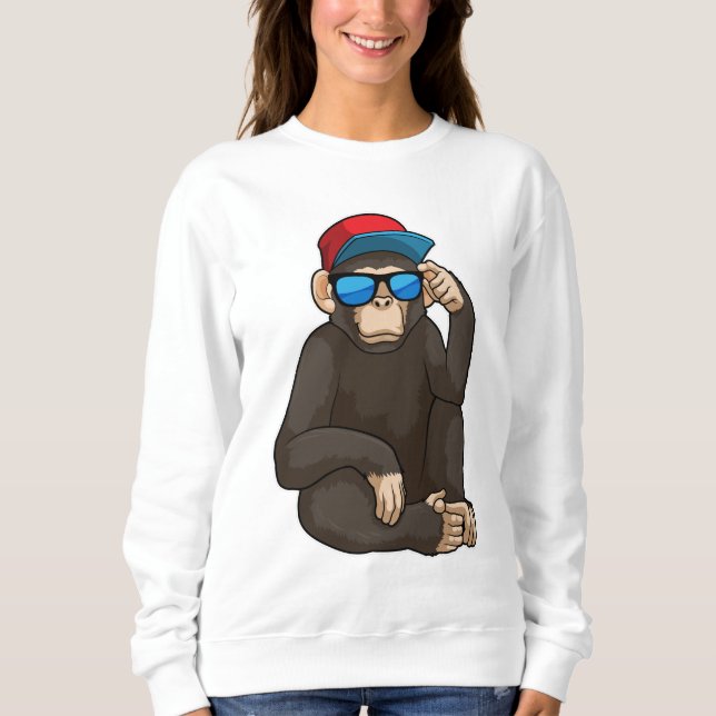 Affe mit Sonnenbrille Sweatshirt (Vorderseite)