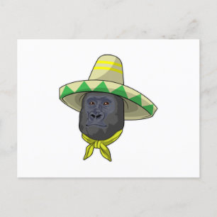 Affe mit Strohhut Postkarte