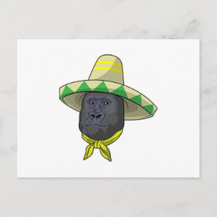 Affe mit Strohhut Postkarte