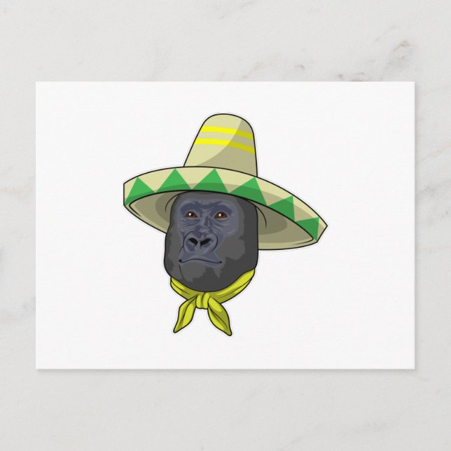 Affe mit Strohhut Postkarte (Vorderseite)