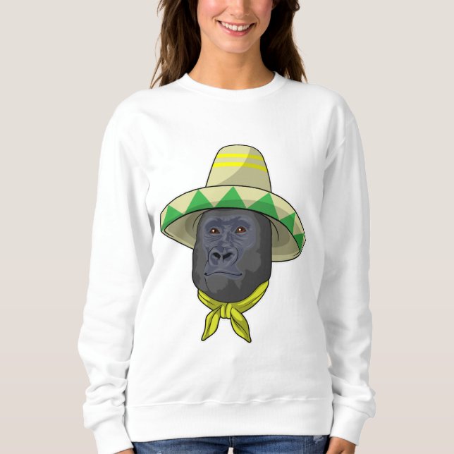Affe mit Strohhut Sweatshirt (Vorderseite)
