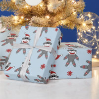 Affe mit Weihnachtsmannmütze Blauer Weihnachtsfeie