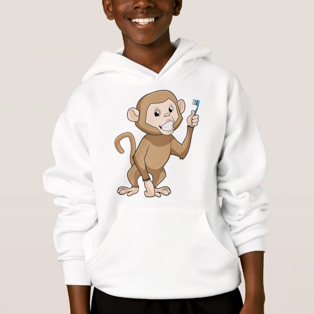 Affe mit Zahnbürste Hoodie (Vorderseite)