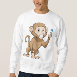 Affe mit Zahnbürste Sweatshirt