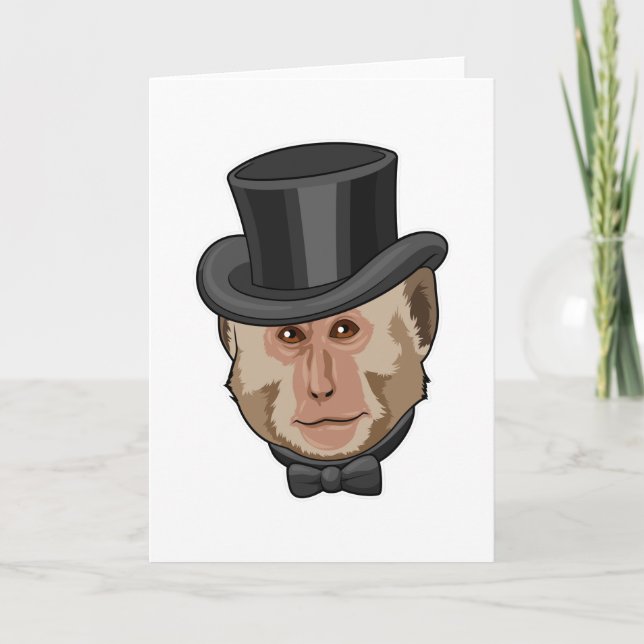 Affe mit Zylinder Karte (Vorderseite)