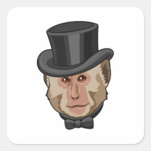 Affe mit Zylinder Quadratischer Aufkleber