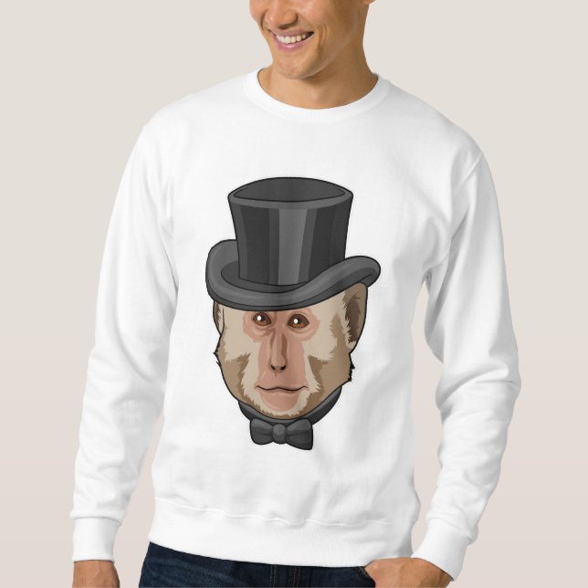 Affe mit Zylinder Sweatshirt (Vorderseite)