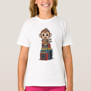 Affe-Musiker spielt Gitarre Rock Kids T-Shirt