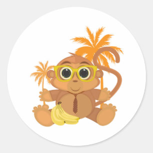 Affe Nerd Runder Aufkleber