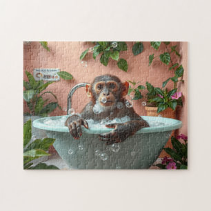 Affe nimmt ein Bad Puzzle