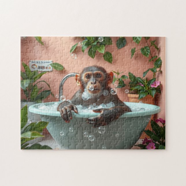 Affe nimmt ein Bad Puzzle (Horizontal)