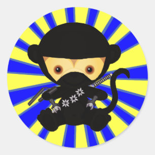 Affe Ninja Kawaii Art Runder Aufkleber