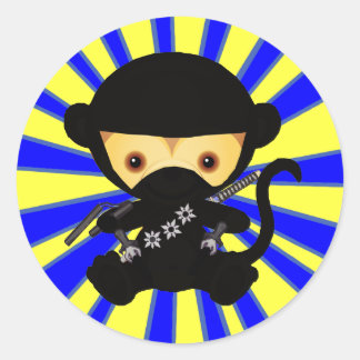 Affe Ninja Kawaii Art Runder Aufkleber