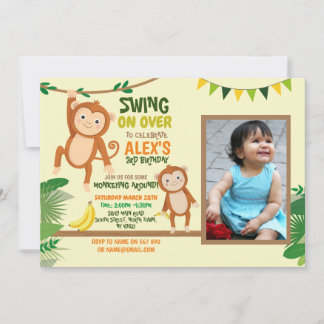 Affe Party Geburtstag Swing Foto Gelb Einladung