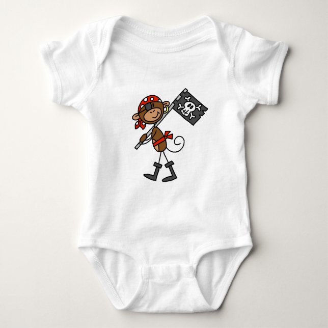 Affe-Pirat mit Flaggen-T-Shirts und Geschenken Baby Strampler (Vorderseite)