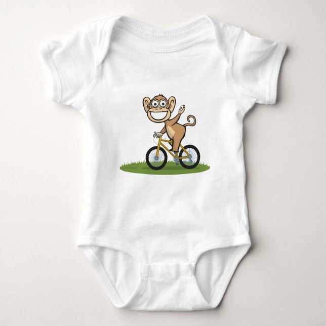 Affe-Radfahrer Baby Strampler (Vorderseite)