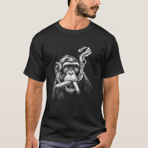 Affe raucht Zigarren Lustiges Zoo-Tier Kunst Grafi T-Shirt