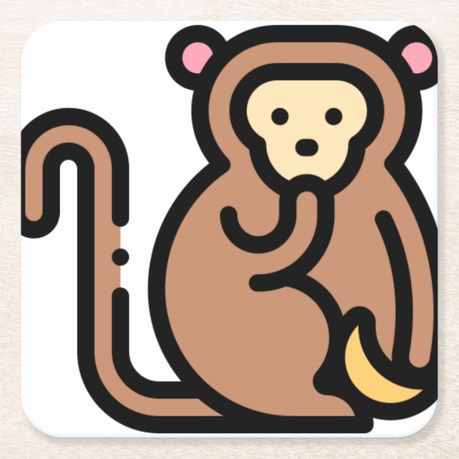 Affe Rechteckiger Pappuntersetzer (Vorderseite)