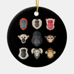 Affe Schimpanse Gorilla Spinnaffe Eichhörnchen M Keramik Ornament