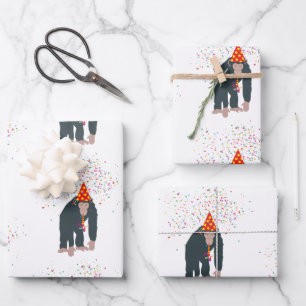 Affe Schimpansen Partying Tiere mit Party Geschenkpapier Set