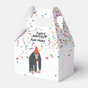 Affe Schimpansen Partying Tiere mit Party Geschenkschachtel