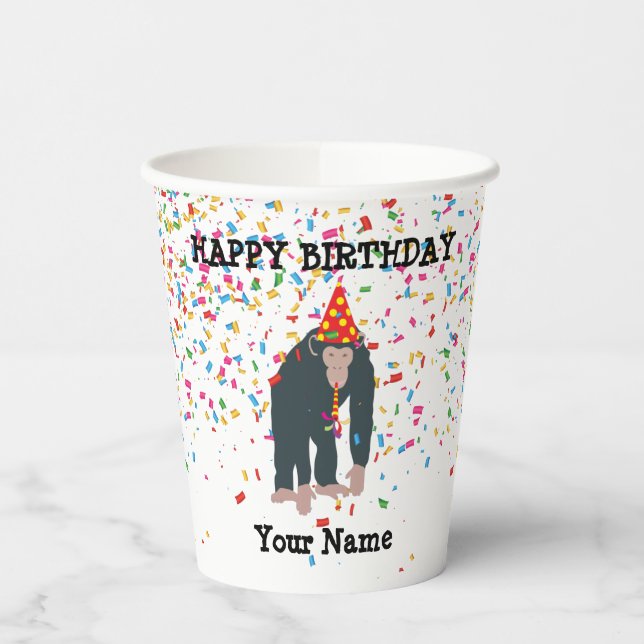 Affe Schimpansen Partying Tiere mit Party Pappbecher (Links)