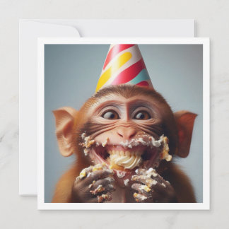 Affe schlägt Kuchen Geburtstag, Affen Einladung