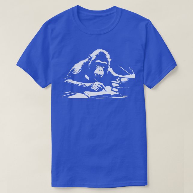 Affe schreibt ein Buch T-Shirt (Design vorne)