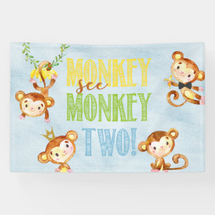 Affe sehen Affe zwei Jungen Geburtstagsbanner/Hint Banner