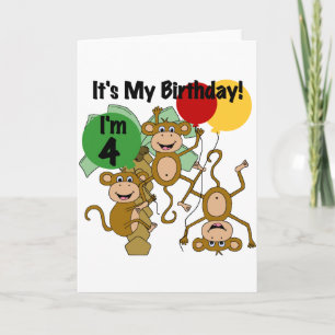Affe Shine 4. Geburtstagsgeschenke Karte