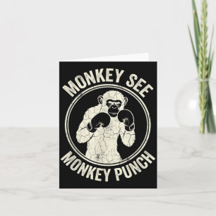 Affe sieht Affen schlägt Vintage-Boxen Gorilla Karte